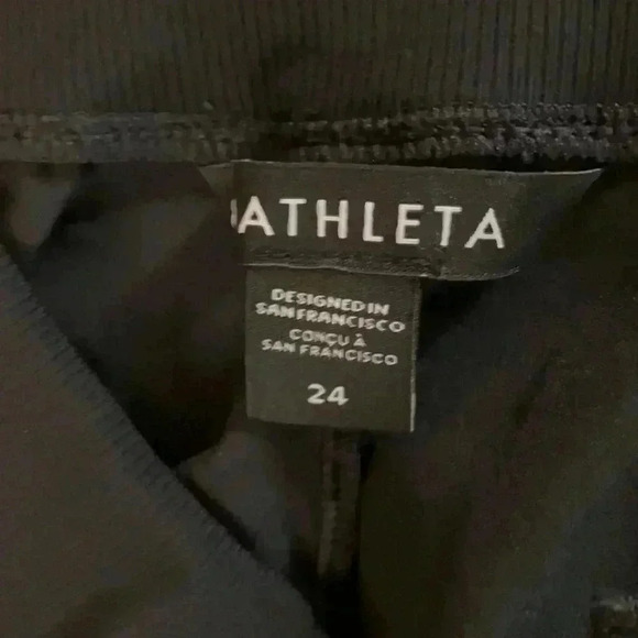 Athleta Womens Black Tuxedo Striped Drawstring Cropped Pants High Rise Pocket - Picture 9 of 9